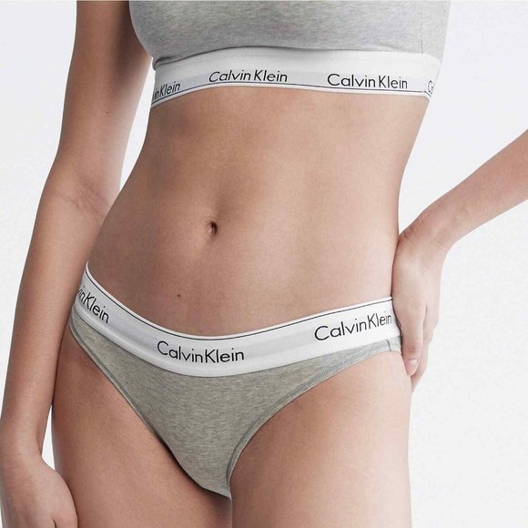 CALVIN KLEIN Women's Modern Cotton Bikini Bottom Size XL NWT Grey Heather - 0160 - Picture 1 of 9